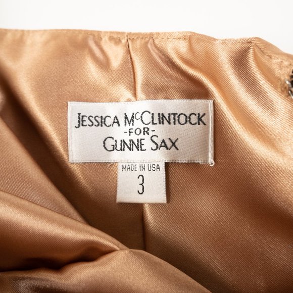 Vintage JESSICA MCCLINTOCK for Gunne Sax gold sequin party dress size 3 - Picture 2 of 10